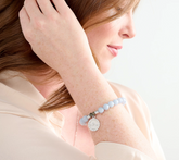 T. Jazelle Blue Qurtz Beaded Gemstone Bracelet with SS Wave Charm Small/Avg